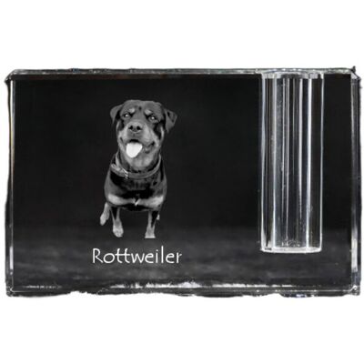 Rottweiler - stojak na długopis, kryształowy organizer ze zdjęciem psa, unikatowa ozdoba biurka marki Art-Dog Rottweiler - stojak na długopis, kryształowy organizer ze zdjęciem psa, unikatowa ozdoba biurka marki Art-Dog