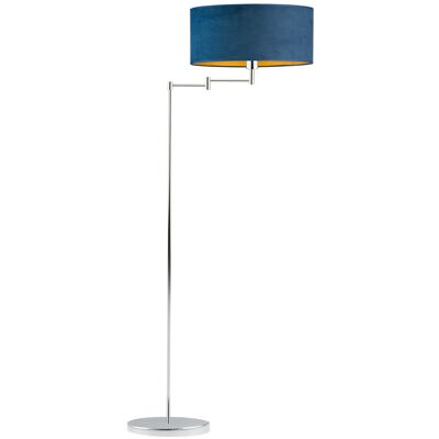 LYSNE Ruchoma lampa podłogowa do salonu CANCUN VELUR E27, granatowy ze złotym wnętrzem LYSNE Ruchoma lampa podłogowa do salonu CANCUN VELUR E27, granatowy ze złotym wnętrzem