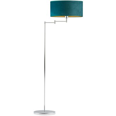 LYSNE Ruchoma lampa podłogowa do salonu CANCUN VELUR E27, zieleń butelkowa ze złotym wnętrzem LYSNE Ruchoma lampa podłogowa do salonu CANCUN VELUR E27, zieleń butelkowa ze złotym wnętrzem