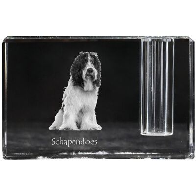 Schapendoes, Owczarek holenderski - stojak na długopis, kryształowy organizer ze zdjęciem psa, unikatowa ozdoba biurka marki Art-Dog Schapendoes, Owczarek holenderski - stojak na długopis, kryształowy organizer ze zdjęciem psa, unikatowa ozdoba biurka marki Art-Dog