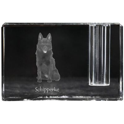 Schipperke - stojak na długopis, kryształowy organizer ze zdjęciem psa, unikatowa ozdoba biurka marki Art-Dog Schipperke - stojak na długopis, kryształowy organizer ze zdjęciem psa, unikatowa ozdoba biurka marki Art-Dog