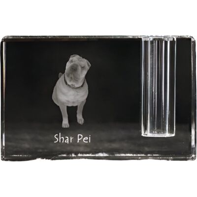 Shar Pei - stojak na długopis, kryształowy organizer ze zdjęciem psa, unikatowa ozdoba biurka marki Art-Dog Shar Pei - stojak na długopis, kryształowy organizer ze zdjęciem psa, unikatowa ozdoba biurka marki Art-Dog
