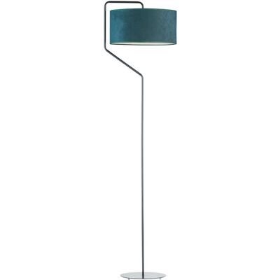 Srebrna lampa stojąca podłogowa do salonu, Lysne, Tesallia Velur, Zieleń butelkowa Srebrna lampa stojąca podłogowa do salonu, Lysne, Tesallia Velur, Zieleń butelkowa