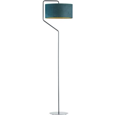 Srebrna lampa stojąca podłogowa do salonu, Lysne, Tesallia Velur, Zieleń butelkowa ze złotym wnętrzem Srebrna lampa stojąca podłogowa do salonu, Lysne, Tesallia Velur, Zieleń butelkowa ze złotym wnętrzem