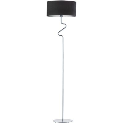 LYSNE Srebrna, Metalowa Lampa Podłogowa Z Abażurem W Stylu Glamour Moroni Velur E27, Czarny LYSNE Srebrna, Metalowa Lampa Podłogowa Z Abażurem W Stylu Glamour Moroni Velur E27, Czarny
