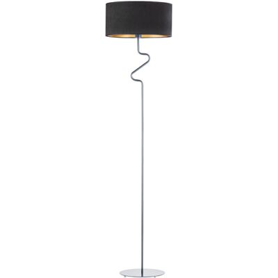 LYSNE Srebrna, Metalowa Lampa Podłogowa Z Abażurem W Stylu Glamour Moroni Velur E27, Czarny Ze Złotym Wnętrzem LYSNE Srebrna, Metalowa Lampa Podłogowa Z Abażurem W Stylu Glamour Moroni Velur E27, Czarny Ze Złotym Wnętrzem