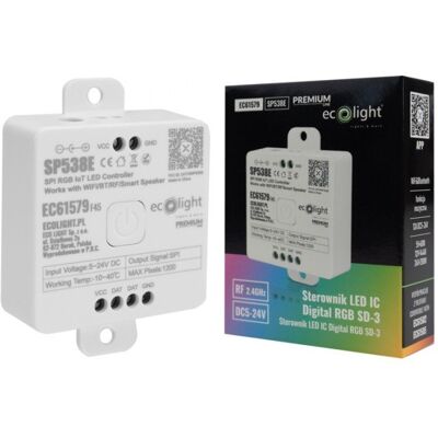 Ecolight Sterownik do Taśm LED RGB Kolorowych Sterowanie WiFi Bluetooth 12A SD-3 Ecolight Sterownik do Taśm LED RGB Kolorowych Sterowanie WiFi Bluetooth 12A SD-3