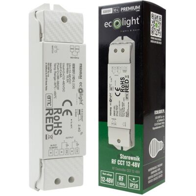 Ecolight Sterownik do Taśmy LED z Regulacją Barwy CCT 16A 12-48V 1-strefa Radiowy Ecolight Sterownik do Taśmy LED z Regulacją Barwy CCT 16A 12-48V 1-strefa Radiowy