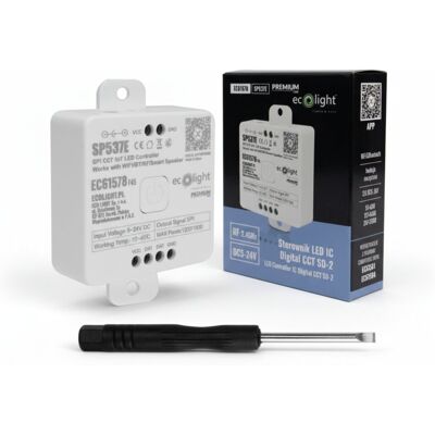 Ecolight Sterownik LED CCT IC SD-2 12A WiFi RF Bluetooth 5–24V 2-kanałowy PREMIUM Ecolight Sterownik LED CCT IC SD-2 12A WiFi RF Bluetooth 5–24V 2-kanałowy PREMIUM