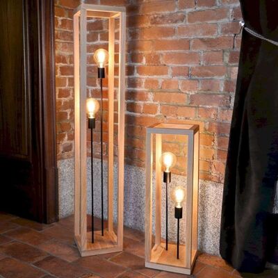 Stojąca LAMPA podłogowa KAGO 51514274 Spotlight drewniana OPRAWA ekologiczna klatka prostokątna dąb olejowany czarna Stojąca LAMPA podłogowa KAGO 51514274 Spotlight drewniana OPRAWA ekologiczna klatka prostokątna dąb olejowany czarna