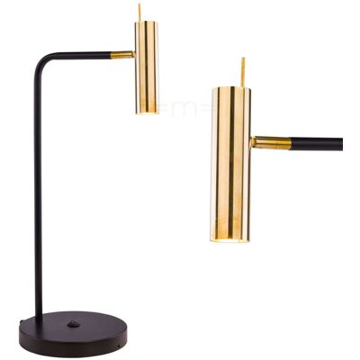 Stojąca LAMPA stołowa AMOS 0174 Amplex gabinetowa LAMPKA biurkowa tuba regulowana czarna złota Stojąca LAMPA stołowa AMOS 0174 Amplex gabinetowa LAMPKA biurkowa tuba regulowana czarna złota