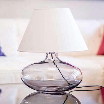 Stojąca LAMPA stołowa STOCKHOLM L005252215 4Concepts abażurowa LAMPKA biurkowa biała przydymiona Stojąca LAMPA stołowa STOCKHOLM L005252215 4Concepts abażurowa LAMPKA biurkowa biała przydymiona