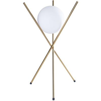 Stojąca LAMPA stołowa XENA T0044 Maxlight loftowa LAMPKA metalowe pręty szklana kula mosiądz biała Stojąca LAMPA stołowa XENA T0044 Maxlight loftowa LAMPKA metalowe pręty szklana kula mosiądz biała