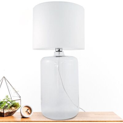 Stojąca LAMPKA nocna AMARSA 5506WH Zuma Line szklana LAMPA stołowa biała przezroczysta Stojąca LAMPKA nocna AMARSA 5506WH Zuma Line szklana LAMPA stołowa biała przezroczysta