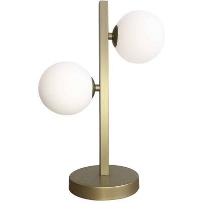 Stołowa LAMPA stojąca KAMA 42-73433 Candellux biurkowa LAMPKA szklany klosz kula metalowa gabinetowa mosiężna biała Stołowa LAMPA stojąca KAMA 42-73433 Candellux biurkowa LAMPKA szklany klosz kula metalowa gabinetowa mosiężna biała