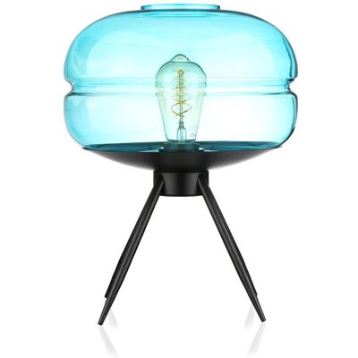 Interlook Stylowa lampka nocna z szklanym kloszem Nowoczesna szklana lampka stołowa BH-233-BLUE Interlook Stylowa lampka nocna z szklanym kloszem Nowoczesna szklana lampka stołowa BH-233-BLUE
