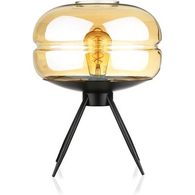 Interlook Stylowa lampka nocna z szklanym kloszem Nowoczesna szklana lampka stołowa BH-233-BROWN Interlook Stylowa lampka nocna z szklanym kloszem Nowoczesna szklana lampka stołowa BH-233-BROWN