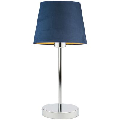 LYSNE Stylowa Lampka Nocna Z Welurowym Kloszem Siena Velur, Granatowy Ze Złotym Wnętrzem LYSNE Stylowa Lampka Nocna Z Welurowym Kloszem Siena Velur, Granatowy Ze Złotym Wnętrzem