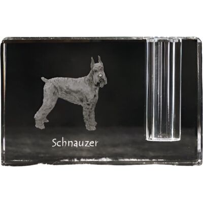Sznaucer, Schnauzer I - stojak na długopis, kryształowy organizer ze zdjęciem psa, unikatowa ozdoba biurka marki Art-Dog Sznaucer, Schnauzer I - stojak na długopis, kryształowy organizer ze zdjęciem psa, unikatowa ozdoba biurka marki Art-Dog