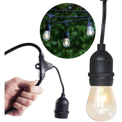 Inny producent Sznur świetlny LED, wodoodporny, 15 lampek z diodami LED, gwint E27, 14,6 m, barwa światła ciepła biel Inny producent Sznur świetlny LED, wodoodporny, 15 lampek z diodami LED, gwint E27, 14,6 m, barwa światła ciepła biel