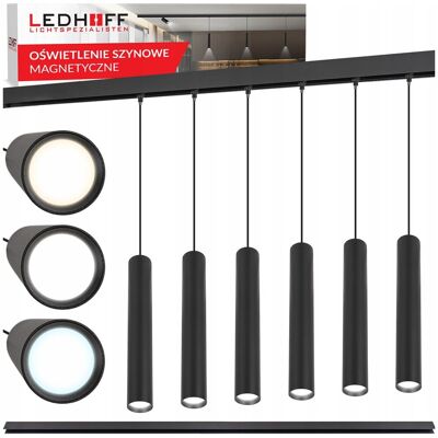 Ledhoff Szyna magnetyczna 2m + 6x lampa LED sufitowa punktowa 12W KABEL 3 BARWY M20 Ledhoff Szyna magnetyczna 2m + 6x lampa LED sufitowa punktowa 12W KABEL 3 BARWY M20