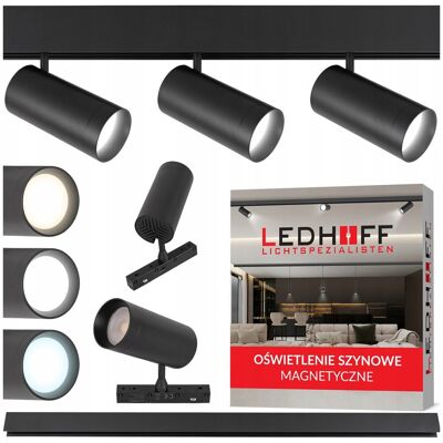 Ledhoff Szyna magnetyczna + 3x lampa LED PUNKTOWA SPOT 20W M20 IP20 3 BARWY ŚWIATŁA Ledhoff Szyna magnetyczna + 3x lampa LED PUNKTOWA SPOT 20W M20 IP20 3 BARWY ŚWIATŁA