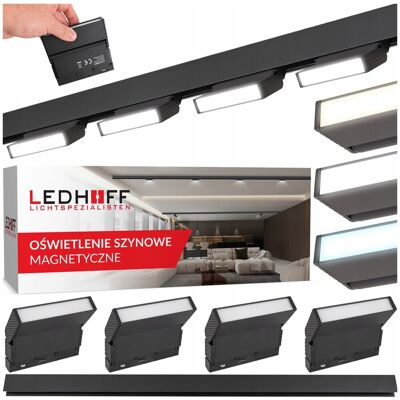 Ledhoff Szyna magnetyczna LED + 4x lampa liniowa ŚCIEMNIANA 6W 3 BARWY Ruchoma M20 Ledhoff Szyna magnetyczna LED + 4x lampa liniowa ŚCIEMNIANA 6W 3 BARWY Ruchoma M20
