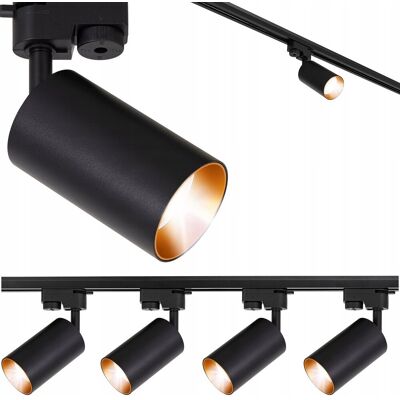 inna (Inny) Szynoprzewód Zestaw Szyna 1m + 4x Lampa GU10 LED czarna złota oświetlenie inna (Inny) Szynoprzewód Zestaw Szyna 1m + 4x Lampa GU10 LED czarna złota oświetlenie