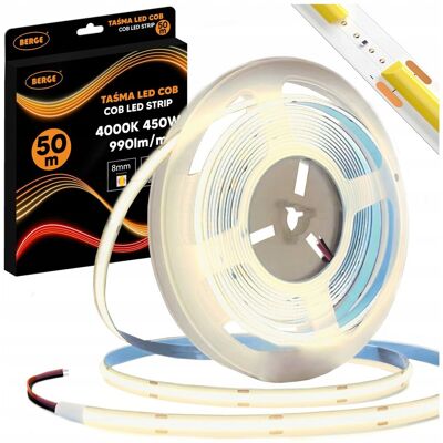 Berge Taśma LED COB Neon 12V 50m Duża Rolka 480 diod 9W 990lm 4000K Neutralna 8mm Berge Taśma LED COB Neon 12V 50m Duża Rolka 480 diod 9W 990lm 4000K Neutralna 8mm