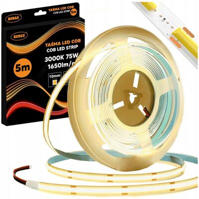 Berge Taśma LED COB Neon 12V 5m 15W/m 528 diod 75W 3000K Ciepła Mocna 1650lm 10mm Berge Taśma LED COB Neon 12V 5m 15W/m 528 diod 75W 3000K Ciepła Mocna 1650lm 10mm