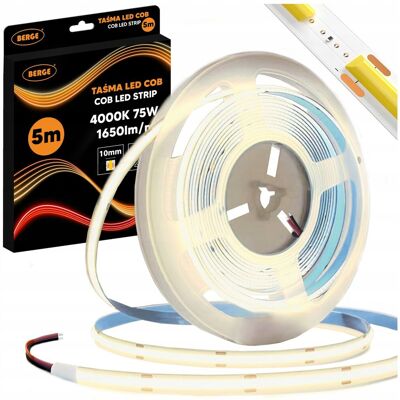Berge Taśma LED COB Neon 12V 5m 15W/m 528 diod 75W 4000K Neutralna Mocna 1650lm Berge Taśma LED COB Neon 12V 5m 15W/m 528 diod 75W 4000K Neutralna Mocna 1650lm