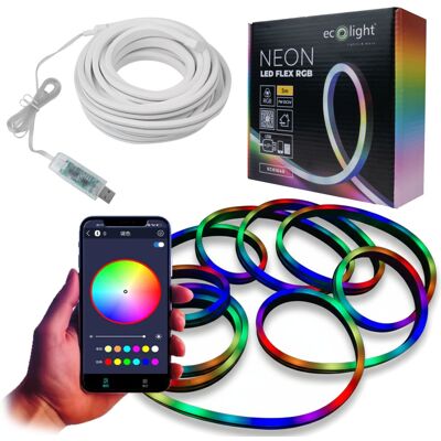Ecolight Taśma LED NEON RGB 5m USB 5V Sterowanie Aplikacją Podświetlenie Ecolight Taśma LED NEON RGB 5m USB 5V Sterowanie Aplikacją Podświetlenie
