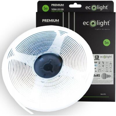Ecolight Taśma LED Pasek COB Jednolita Bezpunktowa 24V 1152LED/m Zimna 14W/m 5M Ecolight Taśma LED Pasek COB Jednolita Bezpunktowa 24V 1152LED/m Zimna 14W/m 5M