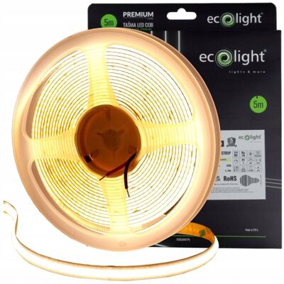 Ecolight Taśma LED Pasek Jednolity COB 24V 1152LED/m 14W/1m 1750lm/m Neutralna 5M Ecolight Taśma LED Pasek Jednolity COB 24V 1152LED/m 14W/1m 1750lm/m Neutralna 5M