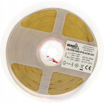 BEMKO TAŚMA LED PREMIUM 24V DC COB 2400LED/5M 10W/1m IP20 3LATA GW. BIAŁA ZIMNA D BEMKO TAŚMA LED PREMIUM 24V DC COB 2400LED/5M 10W/1m IP20 3LATA GW. BIAŁA ZIMNA D