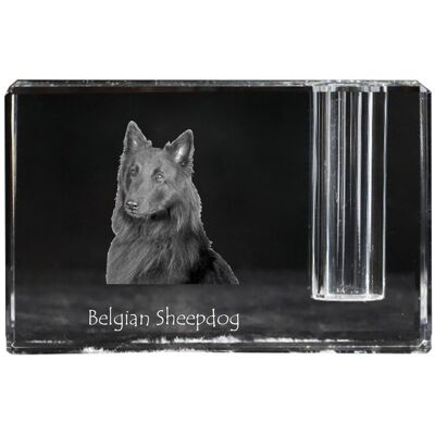Tervueren Owczarek belgijski - stojak na długopis, kryształowy organizer ze zdjęciem psa, unikatowa ozdoba biurka marki Art-Dog Tervueren Owczarek belgijski - stojak na długopis, kryształowy organizer ze zdjęciem psa, unikatowa ozdoba biurka marki Art-Dog