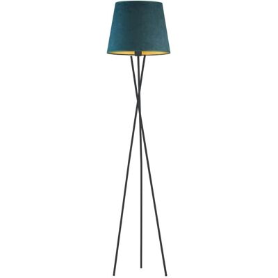 Trójnożna metalowa lampa stojąca do salonu, Lysne, Tokio velur, E27, 165X37 cm, Zieleń butelkowa ze złotym wnętrzem Trójnożna metalowa lampa stojąca do salonu, Lysne, Tokio velur, E27, 165X37 cm, Zieleń butelkowa ze złotym wnętrzem