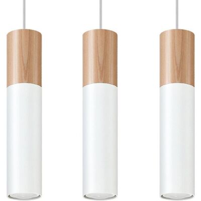 Iga Trójpunktowa Lampa Wisząca PONDERA 3L Biały/ Naturale drewno Iga Trójpunktowa Lampa Wisząca PONDERA 3L Biały/ Naturale drewno
