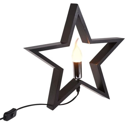 Vilde Lampa Stołowa Gwiazda Drewniana Czarna 36,5X5,5X34,5 Cm Vilde Lampa Stołowa Gwiazda Drewniana Czarna 36,5X5,5X34,5 Cm