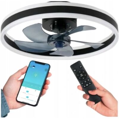 Inny producent WENTYLATOR SUFITOWY Z OŚWIETLENIEM LED 50CM CZARNY CICHY ŻYRANDOL OKRĄGŁY Inny producent WENTYLATOR SUFITOWY Z OŚWIETLENIEM LED 50CM CZARNY CICHY ŻYRANDOL OKRĄGŁY