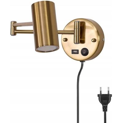 Inny producent WRMING Lampa LED Ścienna Złota Z Wtyczką USB Do Sypialni 7W Inny producent WRMING Lampa LED Ścienna Złota Z Wtyczką USB Do Sypialni 7W
