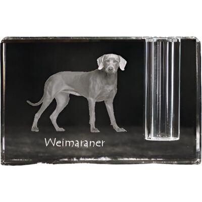 Wyżeł weimarski, Weimaraner - stojak na długopis, kryształowy organizer ze zdjęciem psa, unikatowa ozdoba biurka marki Art-Dog Wyżeł weimarski, Weimaraner - stojak na długopis, kryształowy organizer ze zdjęciem psa, unikatowa ozdoba biurka marki Art-Dog