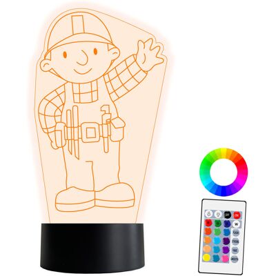 Inny producent XL LAMPKA NOCNA LED 3D Bob Budowniczy 16 kolorów + Pilot IMIĘ Grawer Inny producent XL LAMPKA NOCNA LED 3D Bob Budowniczy 16 kolorów + Pilot IMIĘ Grawer