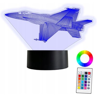 Inny producent XL Lampka Nocna LED 3D Myśliwiec F-16 Militaria 16 kolorów + Pilot Inny producent XL Lampka Nocna LED 3D Myśliwiec F-16 Militaria 16 kolorów + Pilot