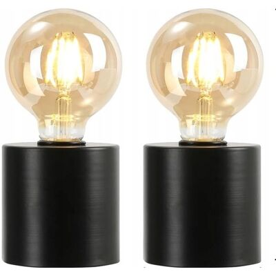 Inny producent Zestaw 2 czarnych lamp LED bezprzewodowe, z żarówką w stylu Edisona 18 cm Inny producent Zestaw 2 czarnych lamp LED bezprzewodowe, z żarówką w stylu Edisona 18 cm