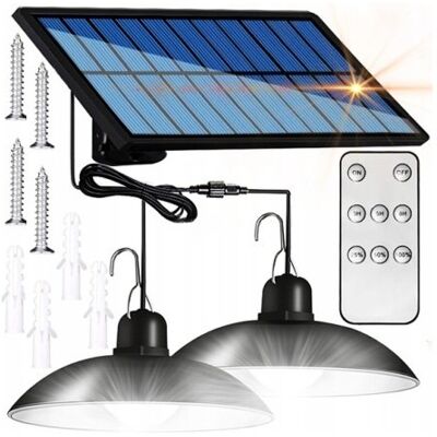 Inny producent ZESTAW 2x ŻYRANDOL LAMPA WISZĄCA SOLARNA LED PILOT ZDALNEGO STEROWANIA Inny producent ZESTAW 2x ŻYRANDOL LAMPA WISZĄCA SOLARNA LED PILOT ZDALNEGO STEROWANIA