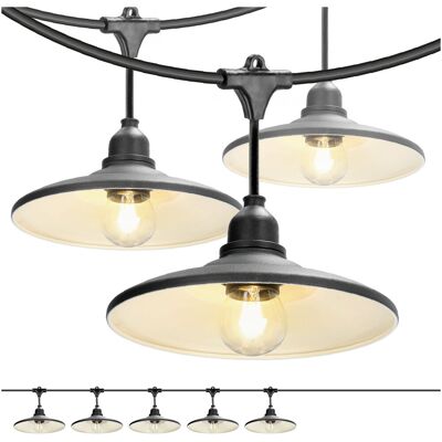 Kobi ZESTAW CRETE Girlanda ogrodowa 5m + kabel 10m + 5x klosz czarny M2 + żarówki Kobi ZESTAW CRETE Girlanda ogrodowa 5m + kabel 10m + 5x klosz czarny M2 + żarówki