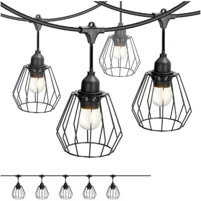 Kobi ZESTAW CRETE Girlanda ogrodowa 5m + kabel 5m + 5x klosz czarny D1 + żarówki Kobi ZESTAW CRETE Girlanda ogrodowa 5m + kabel 5m + 5x klosz czarny D1 + żarówki