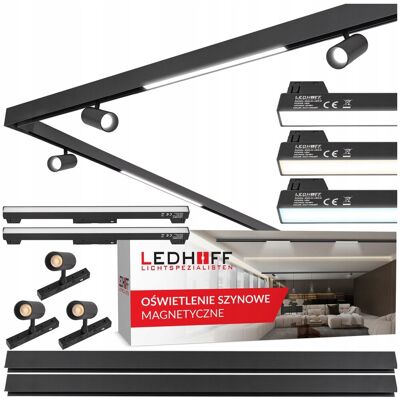 Ledhoff Zestaw M20 na magnes LED 2x Szyna 1m + 2x lampa liniowa + 3x SPOT + łącznik Ledhoff Zestaw M20 na magnes LED 2x Szyna 1m + 2x lampa liniowa + 3x SPOT + łącznik