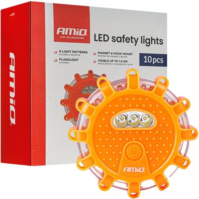 Zestaw samochodowych lamp awaryjnych z funkcją latarki LED 12SMD+3SMD 10szt. AMIO-04672 Zestaw samochodowych lamp awaryjnych z funkcją latarki LED 12SMD+3SMD 10szt. AMIO-04672